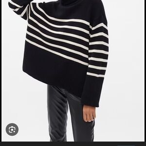GAP Black and White Striped Turtleneck Sweater